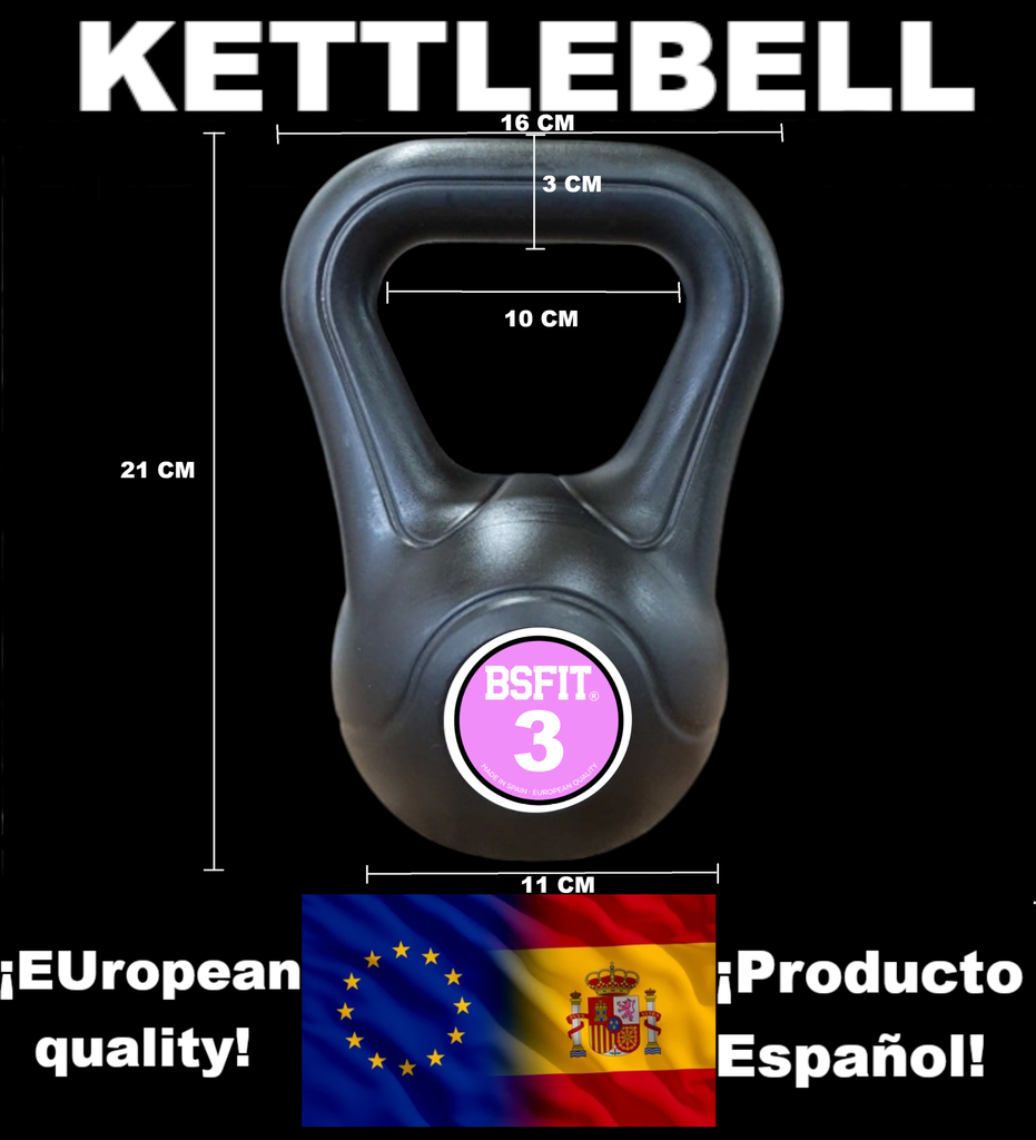 BSFIT® pesas rusas Mancuernas - Kettlebells para Musculación y Entrenamiento de Fuerza - Kettlebel plástico relleno de cemento - Gimnasio en Casa