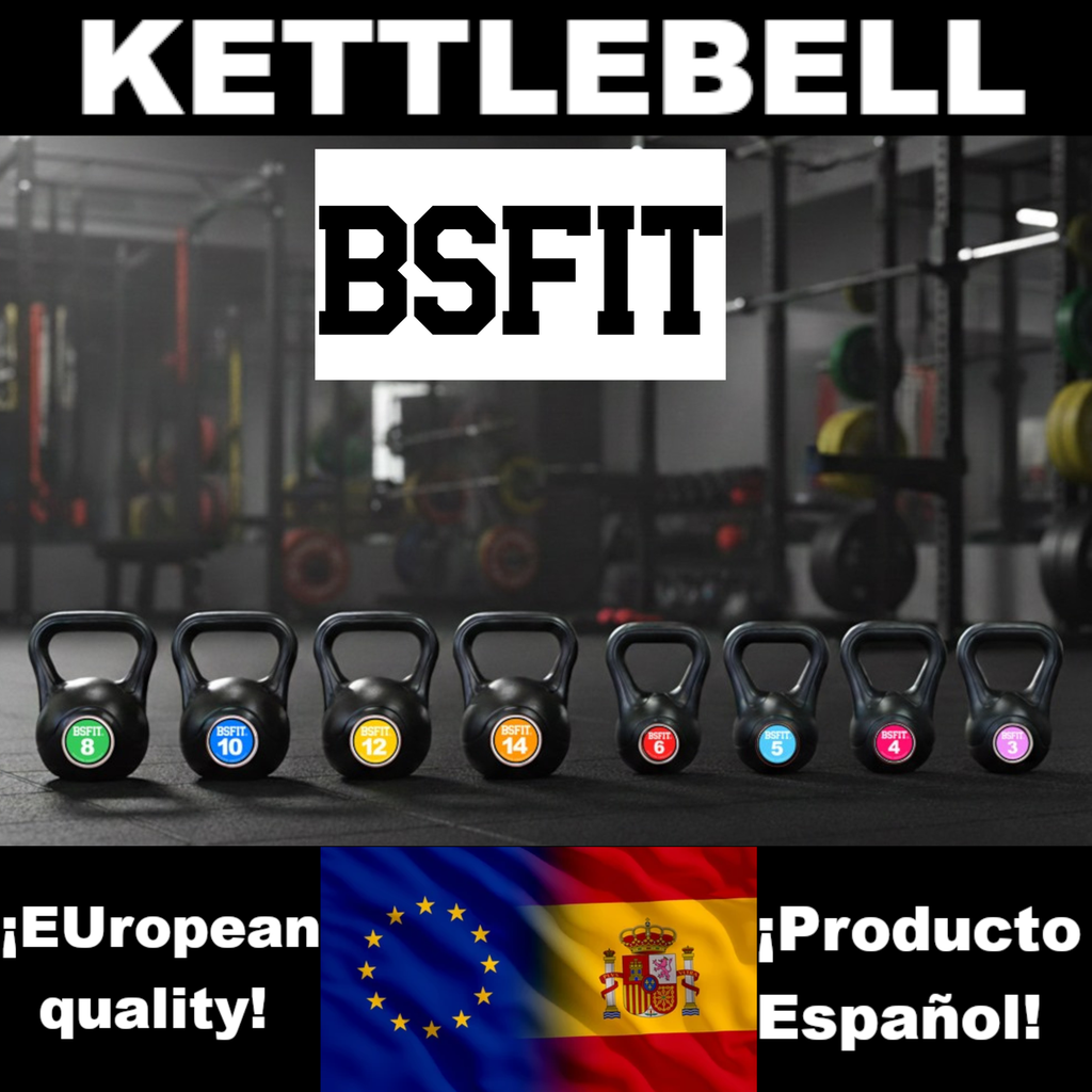 BSFIT® pesas rusas Mancuernas - Kettlebells para Musculación y Entrenamiento de Fuerza - Kettlebel plástico relleno de cemento - Gimnasio en Casa