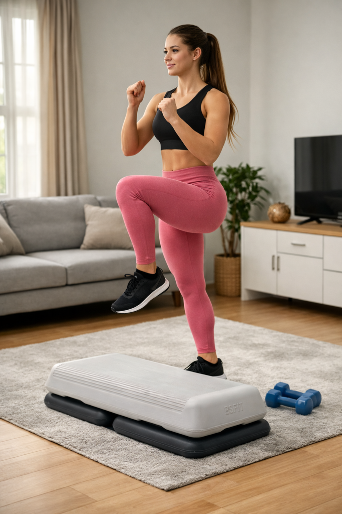 BSFIT Step + 4 módulos de Aeróbic Plataforma, escalón Banco Fitness Yoga Antideslizante, Carga 250kg 