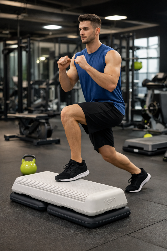 BSFIT Step + 4 módulos de Aeróbic Plataforma, escalón Banco Fitness Yoga Antideslizante, Carga 250kg 