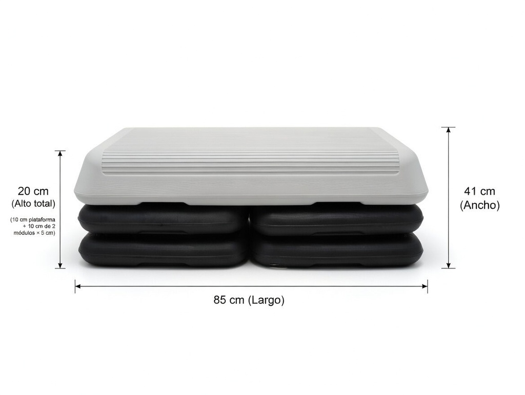 BSFIT Step + 4 módulos de Aeróbic Plataforma, escalón Banco Fitness Yoga Antideslizante, Carga 250kg 