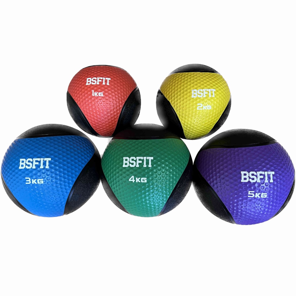 BSFIT Balón Medicinal de Goma Pro – 1 kg Pelota con rebote Medicinal - Balón Antideslizante para Levantamiento