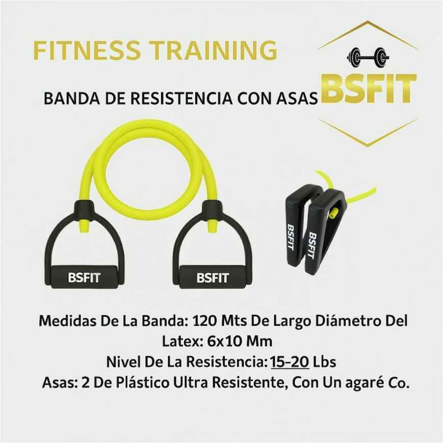 BSFIT Gomas elasticas musculacion de Entrenamiento, Intensidad media Bandas de Resistencia para Fitness Cable, con manijas Yoga