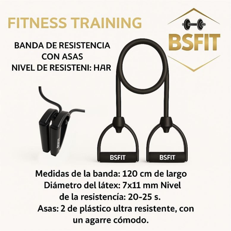 BSFIT Gomas elasticas musculacion de Entrenamiento, Intensidad ALTA Bandas de Resistencia para Fitness Cable, con manijas Yoga