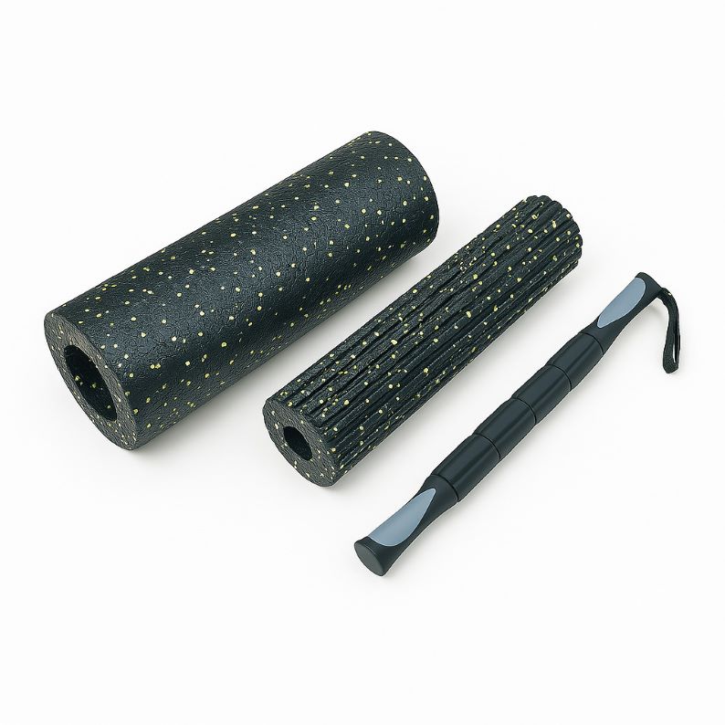 BSFIT Set elongacion foam roller Rodillo de Masaje Muscular de Espuma Suave + rodillo soft stick , Yoga, Pilates