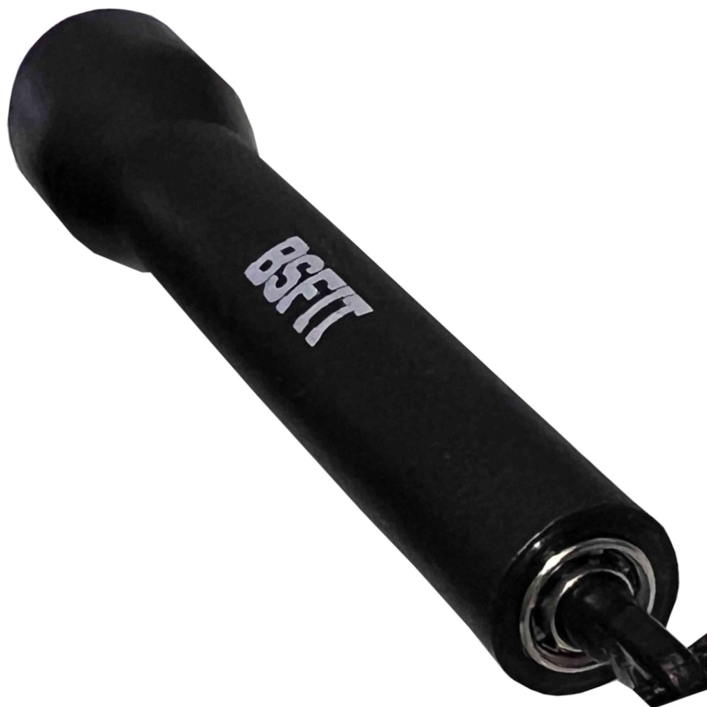 BSFIT Cuerda para Saltar, Cuerda Saltar Comba con Mango Plastico Negro regulable
