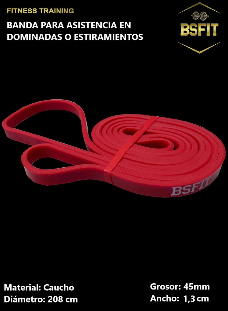 BSFIT: Banda Elástica para Dominadas en Casa, Calistenia y Musculación - Resistencia y Versatilidad para un Entrenamiento, Gomas elasticas musculacion. Gomas Entrenamiento Fuerza
