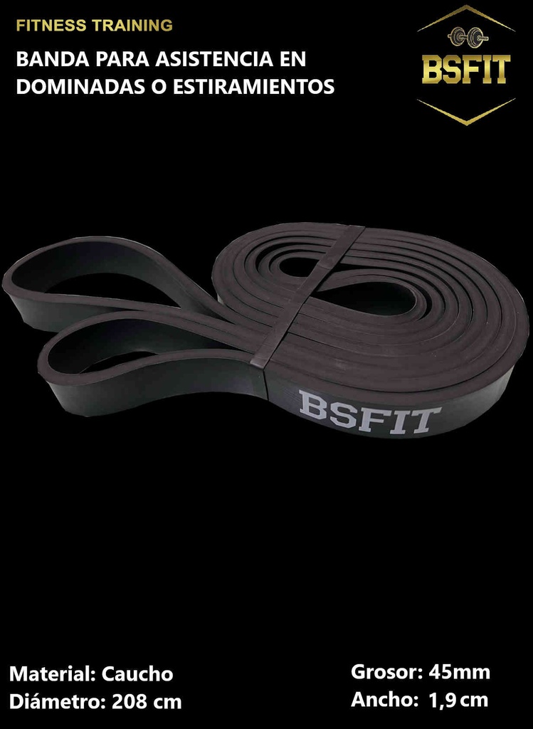 BSFIT: Banda Elástica para Dominadas en Casa, Calistenia y Musculación - Resistencia y Versatilidad para un Entrenamiento, Gomas elasticas musculacion. Gomas Entrenamiento Fuerza
