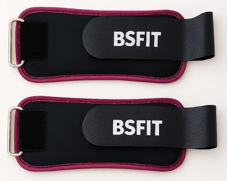 BSFIT® Tobilleras muñequeras 0,5kg - 2KG neoprene negro con ribete flúo en caja de color
