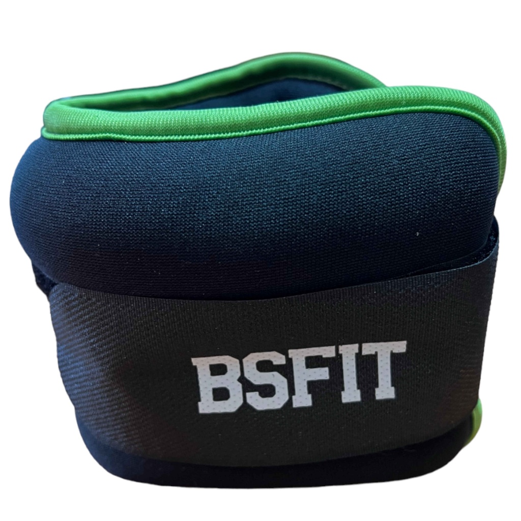 BSFIT® Tobilleras muñequeras 0,5kg - 2KG neoprene negro con ribete flúo en caja de color
