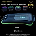 BSFIT® Tobilleras muñequeras 0,5kg - 2KG neoprene negro con ribete flúo en caja de color
