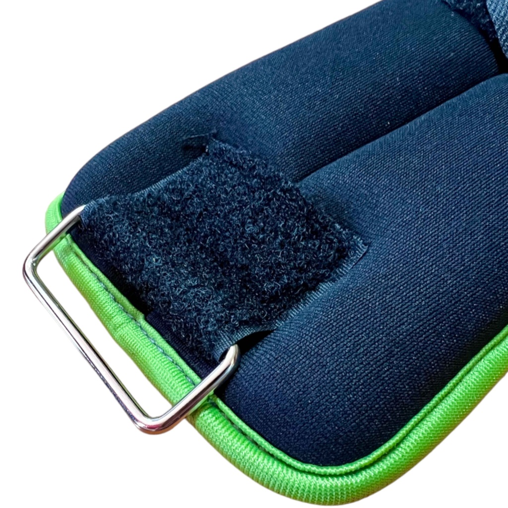 BSFIT® Tobilleras muñequeras 0,5kg - 2KG neoprene negro con ribete flúo en caja de color
