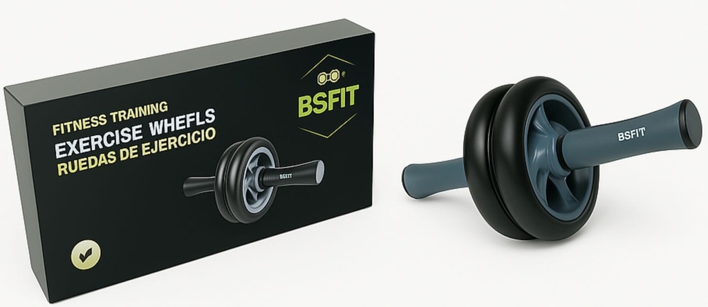 BSFIT Doble Rueda Abdominal de 14cm, ejercitar abdominales, modos de entrenamiento de fuerza dual musculación gimnasia espalda gym