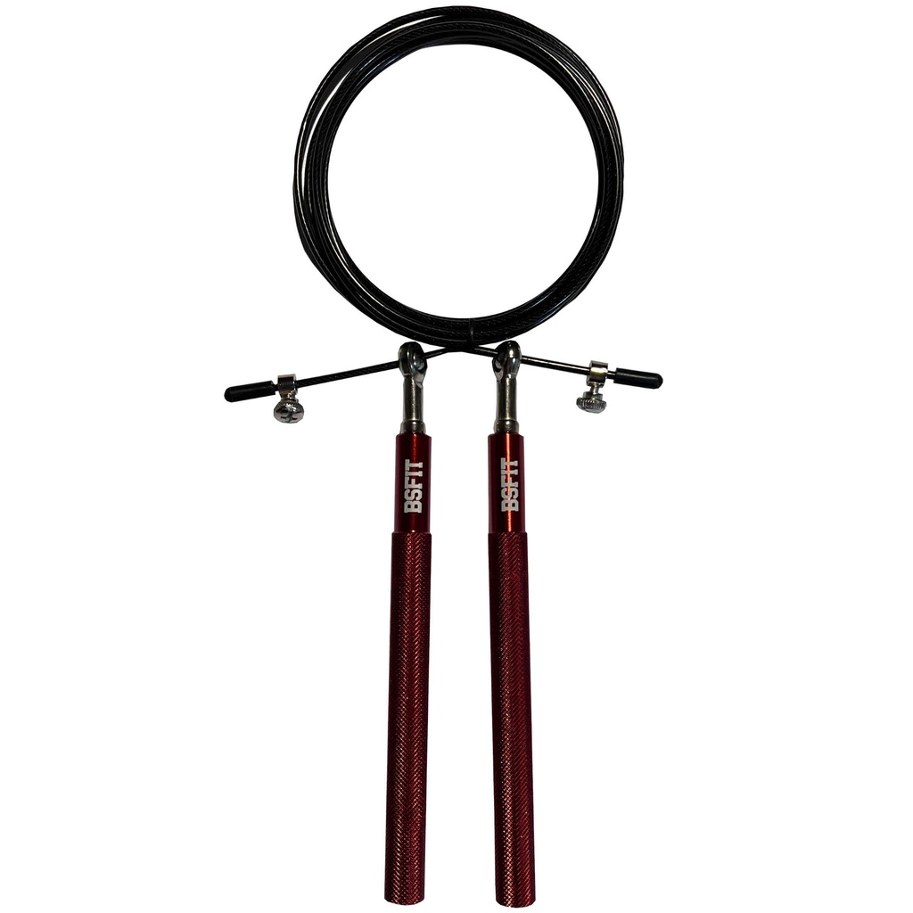 [BS97180-RJ] BSFIT Cuerda para Saltar, Cuerda Saltar Comba con Mango Aluminio regulable (Rojo)