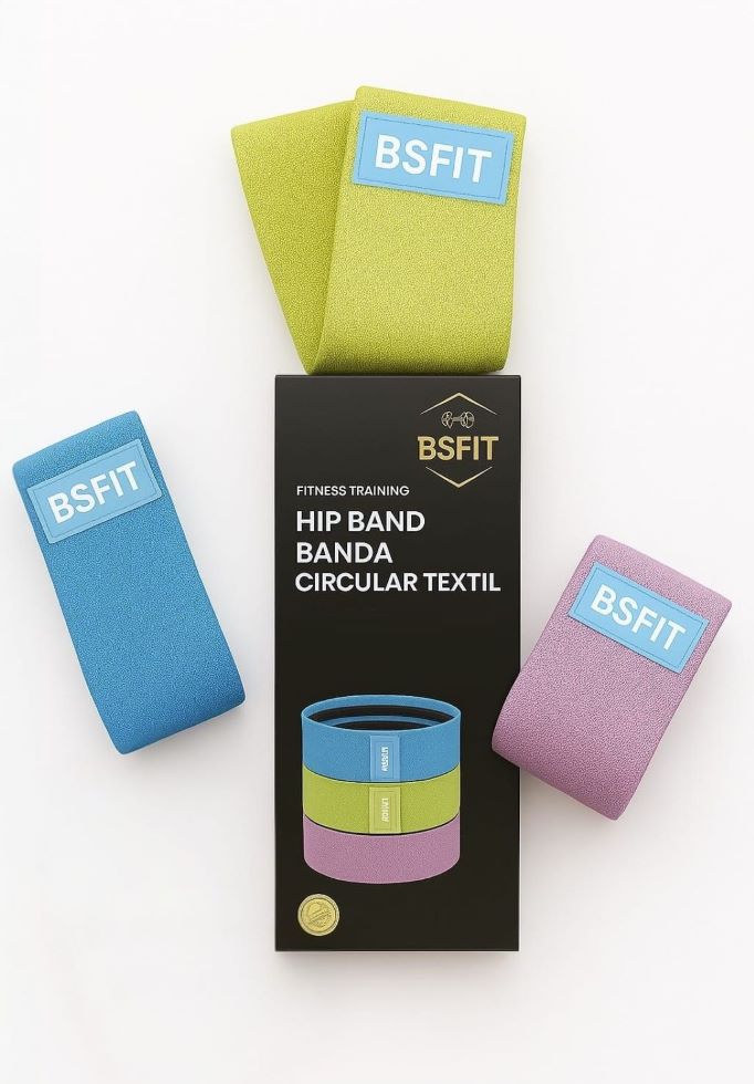 BSFIT Set de 3 Bandas resistencia poliester alta resistencia elasticas Glúteos, 760 x 80 mm