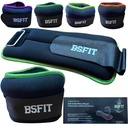 BSFIT® Tobilleras muñequeras 0,5kg - 2KG neoprene negro con ribete flúo en caja de color
