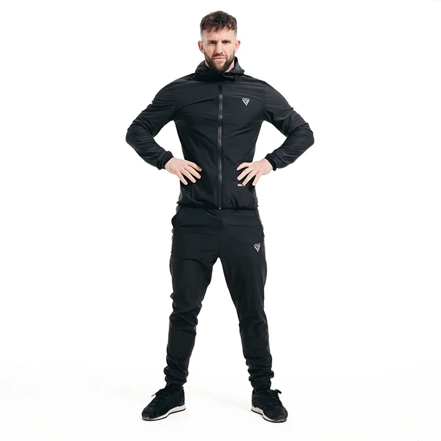 [SSP-H2B-2XL+] RDX SSP-H2B Traje de Sauna para Ejercicios. Entrenamiento hombre. Chandal negro (2XL)