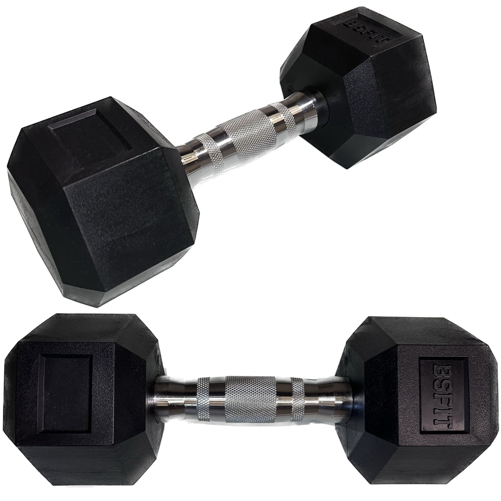 BSFIT 2 Mancuernas pesas, dumbells hexagonales ergonómicas con empuñadura de cromo y revestimiento de caucho. 15kg