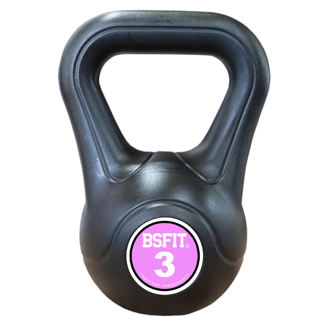 [BS92007C-3] BSFIT® pesas rusas Mancuernas - Kettlebells para Musculación y Entrenamiento de Fuerza - Kettlebel plástico relleno de cemento - Gimnasio en Casa (3kg)