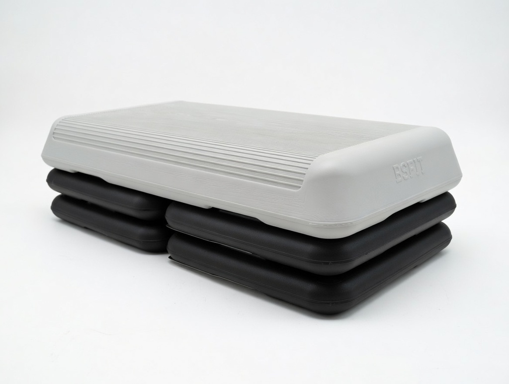 [BS97301-4MOK] BSFIT Step + 4 módulos de Aeróbic Plataforma, escalón Banco Fitness Yoga Antideslizante, Carga 250kg 