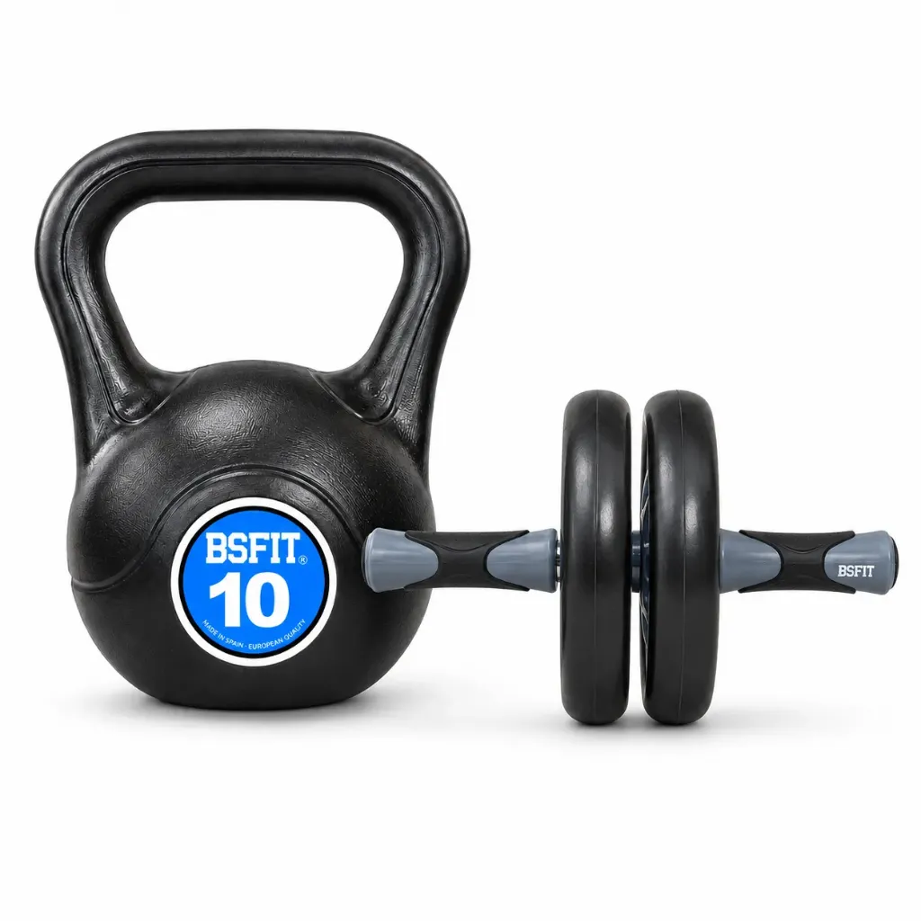 BSFIT Kettlebell 10 kg + doble rueda abdominales