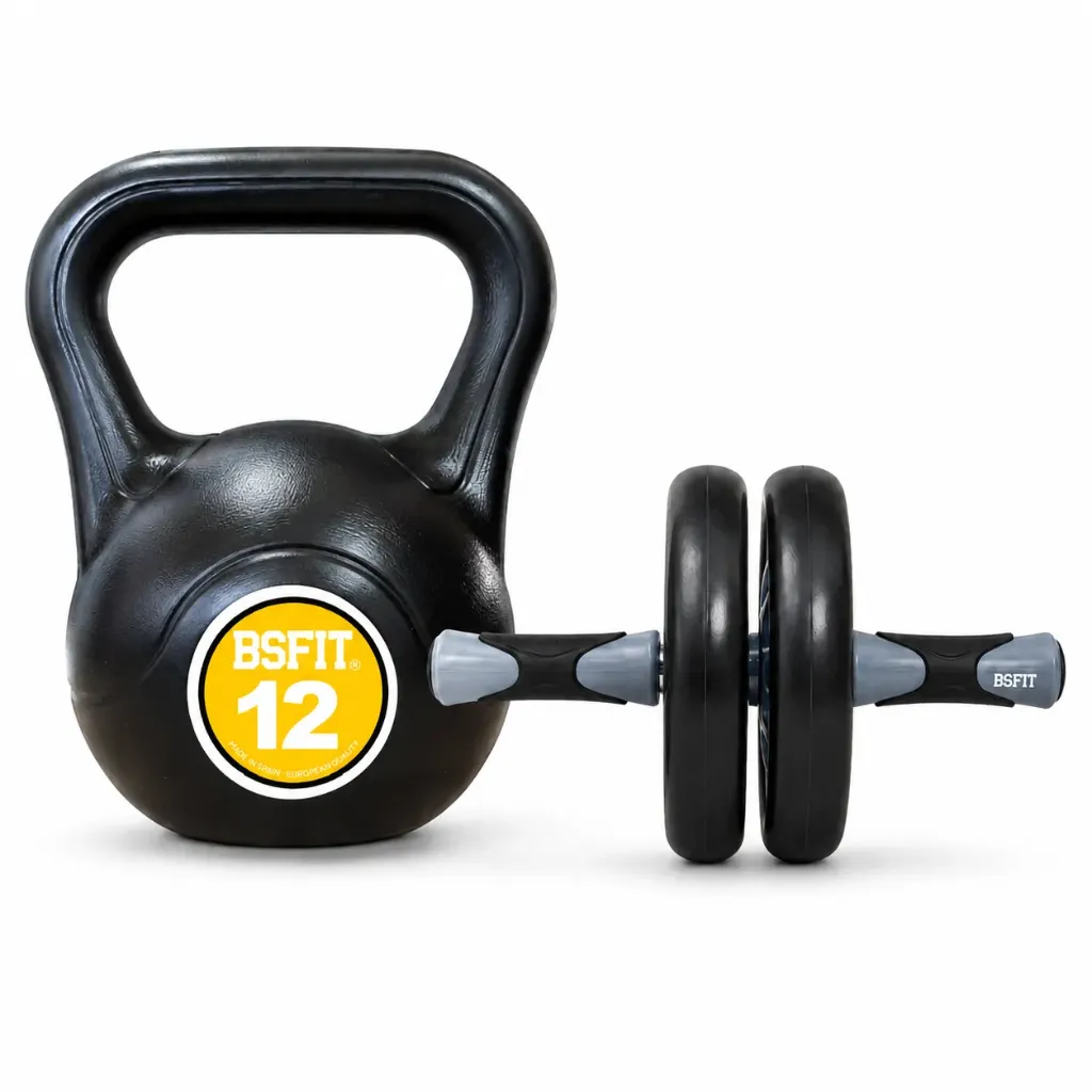 BSFIT Kettlebell 12 kg + doble rueda abdominales