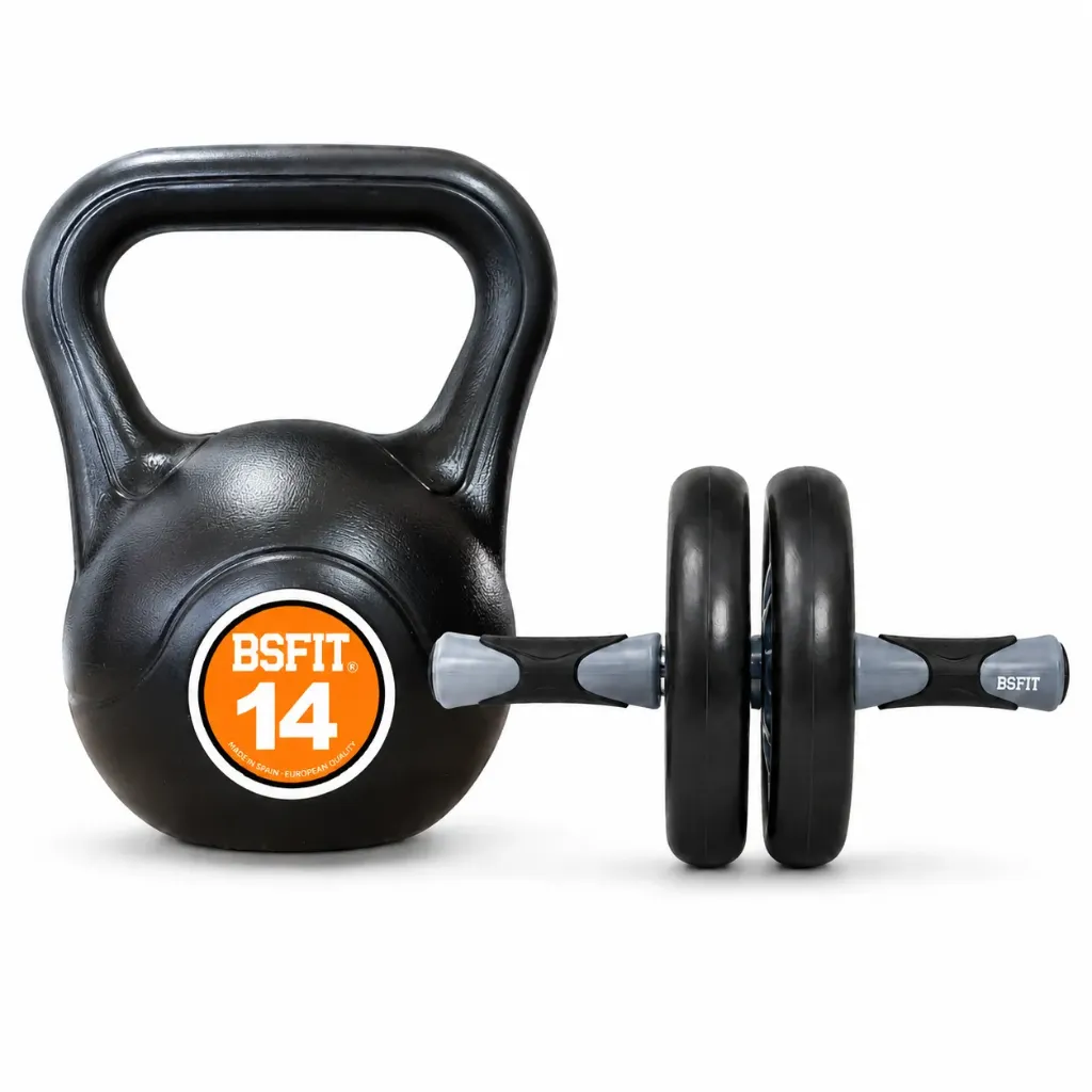 [BS92007C-14-R14] BSFIT Kettlebell 14 kg + doble rueda abdominales