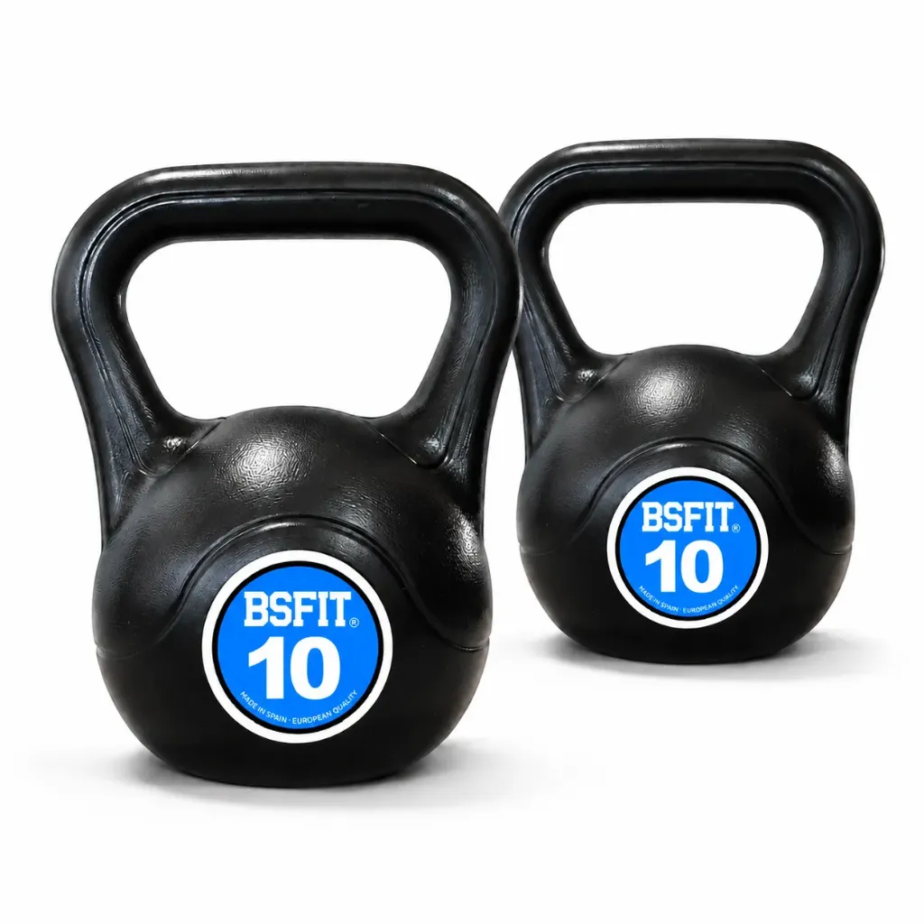 Set de Kettlebells BSFIT – Pack de Pesas Rusas de 2 o 3 Unidades, Pesas Rusas Antideslizantes para Fuerza, Fitness, Cross Training, Gimnasio y Entrenamiento en Casa (2 x 10 kg)
