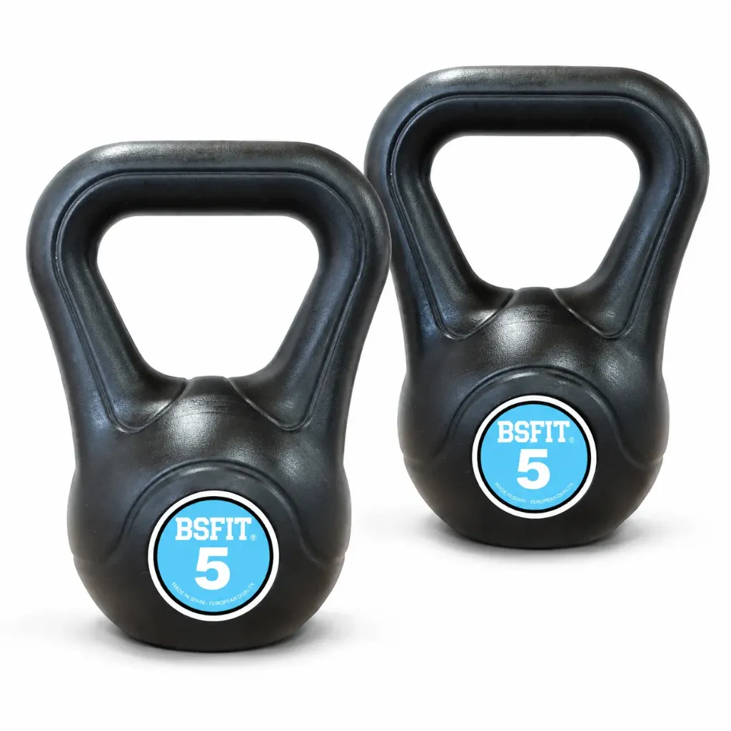 Set de Kettlebells BSFIT – Pack de Pesas Rusas de 2 o 3 Unidades, Pesas Rusas Antideslizantes para Fuerza, Fitness, Cross Training, Gimnasio y Entrenamiento en Casa (2 x 5 kg)