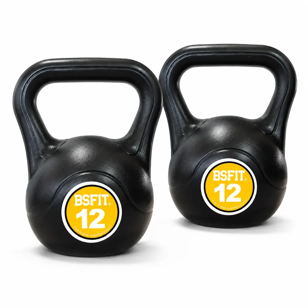 Set de Kettlebells BSFIT – Pack de Pesas Rusas 2 de 12 kg, Pesas Rusas Antideslizantes para Fuerza, Fitness, Cross Training, Gimnasio y Entrenamiento en Casa