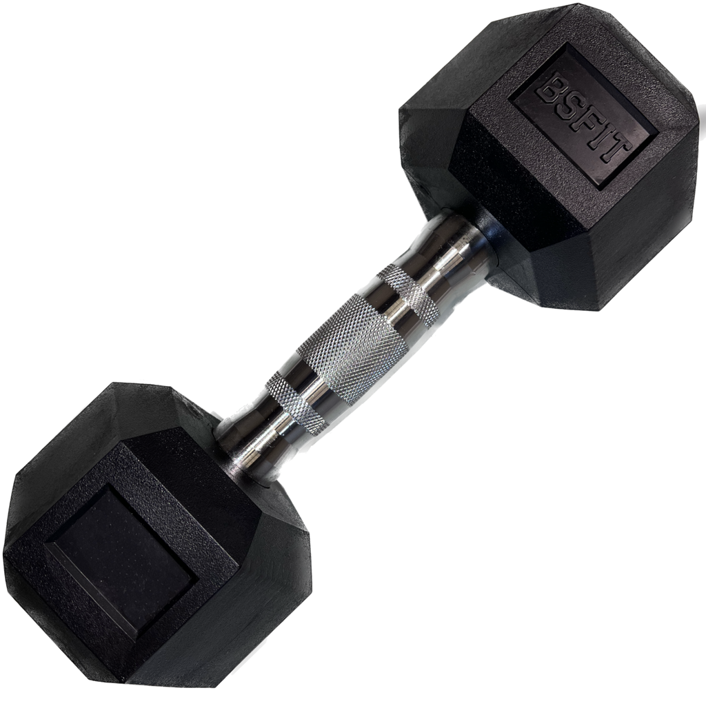 BSFIT 1 Mancuerna pesas, dumbells hexagonales ergonómicas con empuñadura de cromo y revestimiento de caucho. 5kg