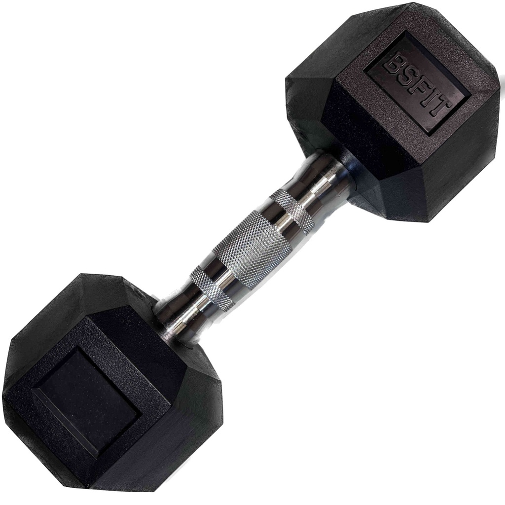 BSFIT 1 Mancuerna pesas, dumbells hexagonales ergonómicas con empuñadura de cromo y revestimiento de caucho. 7,5kg