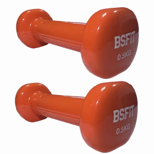 BSFIT 2 Mancuernas DE 0,5 KG C/U hexagonal de vinilo, con Diseño ergonómico gym