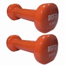 BSFIT 2 Mancuernas DE 0,5 KG C/U hexagonal de vinilo, con Diseño ergonómico gym