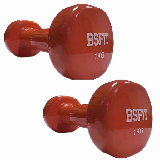 BSFIT 2 Mancuernas DE 1 KG C/U hexagonal de vinilo, con Diseño ergonómico gym