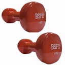BSFIT 2 Mancuernas DE 1 KG C/U hexagonal de vinilo, con Diseño ergonómico gym