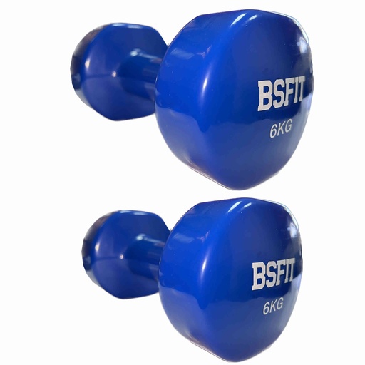 [BS92005-6] BSFIT 2 Mancuernas DE 6 KG C/U hexagonal de vinilo, con Diseño ergonómico gym