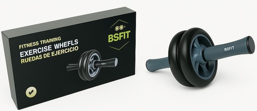 [UP-SVAS-1E85] BSFIT Doble Rueda Abdominal de 14cm, ejercitar abdominales, modos de entrenamiento de fuerza dual musculación gimnasia espalda gym