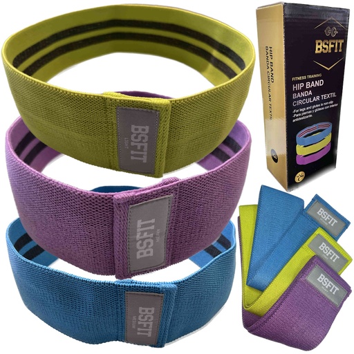 [ZB-WVSO-OU9D_PR] BSFIT Set de 3 Bandas resistencia poliester alta resistencia elasticas Glúteos, 760 x 50 mm