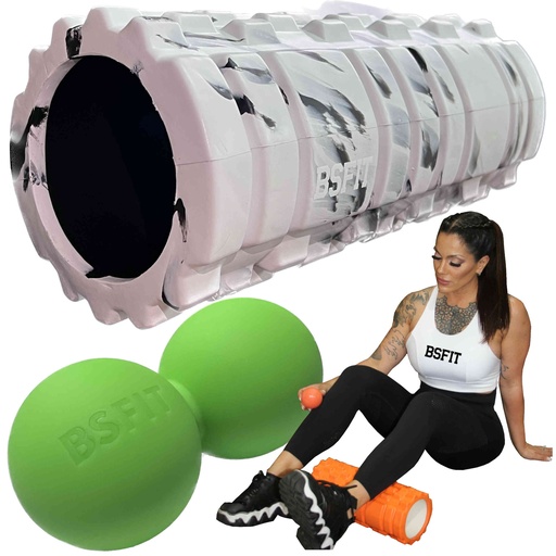 [RoloBola] Kit masajes yoga y pilates, corporal Rodillo 34cm mas doble bola masajes miofaciales