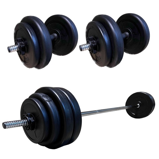 [BS92068] BSFIT Kit de 40 KG pesas barra y Mancuernas Regulables Set Juego de Pesas Ajustables para Musculación