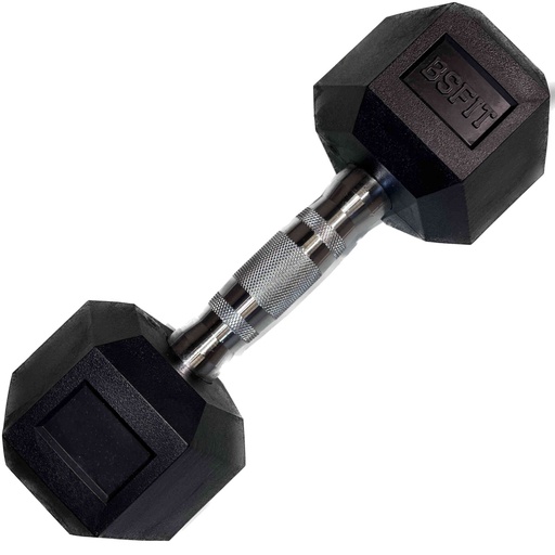 [BS92022E-2-5] BSFIT 1 Mancuerna pesas, dumbells hexagonales ergonómicas con empuñadura de cromo y revestimiento de caucho. 2,5kg 