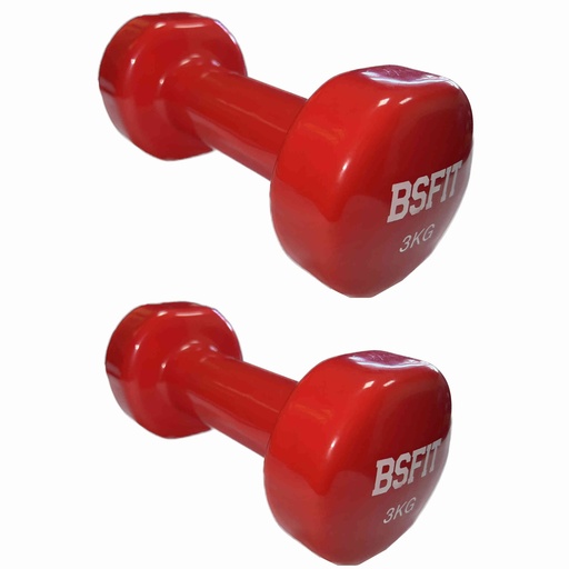 [BS92005-3] BSFIT 2 Mancuernas DE 3 KG C/U hexagonal de vinilo, con Diseño ergonómico gym