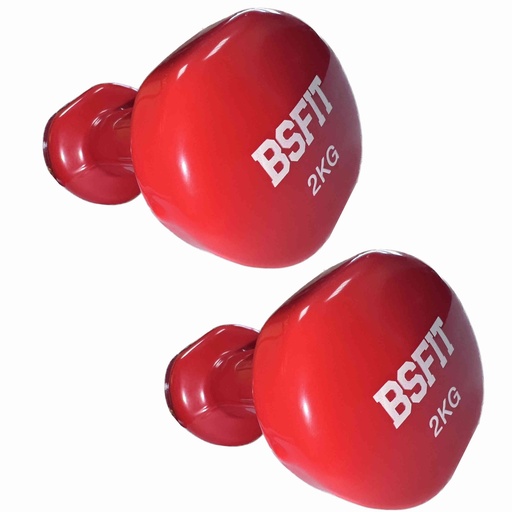 [BS92005-2] BSFIT 2 Mancuernas DE 2 KG C/U hexagonal de vinilo, con Diseño ergonómico gym